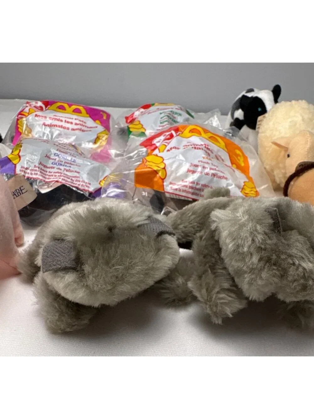 1997 McDonalds Animal Pals Happy Meal Plush Toys Set Panda Yak Babe Rhino Fun